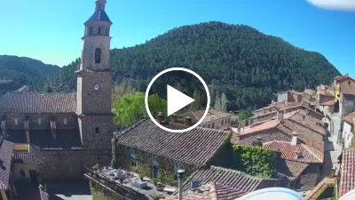 Webcam Cabra de Mora - cámara panorámica. Vista de Cabra de Mora en Teruel, valle del Río Alcalá, La Nava y, al fondo, El Monegro, donde se ubican las pistas de esquí de Valdelinares